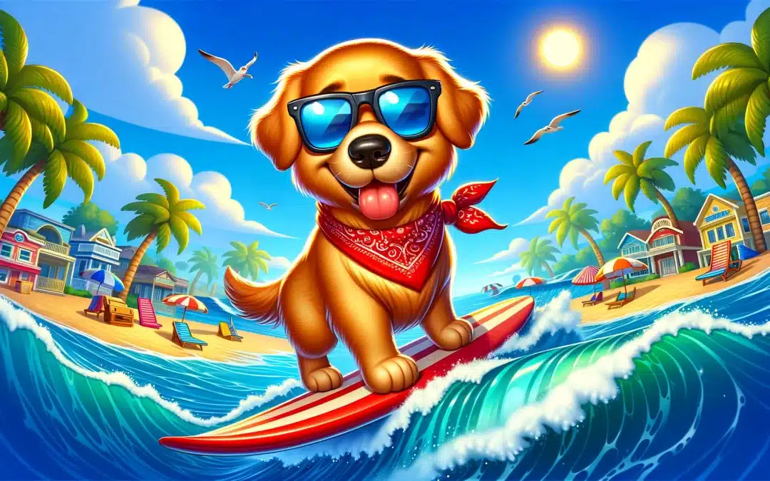 The Surfer Dude Golden Retriever: A Whimsical Beach Saga