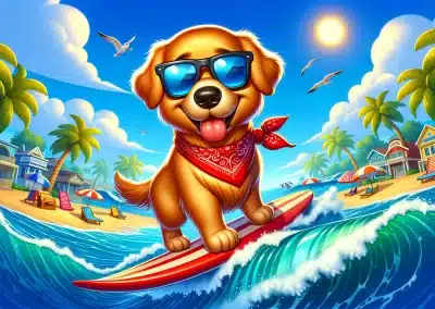 The Surfer Dude Golden Retriever: A Whimsical Beach Saga
