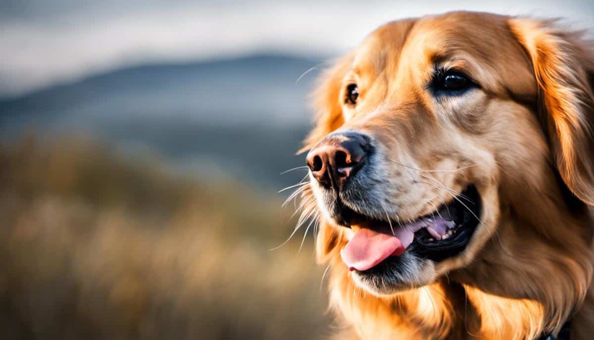 Image of a Golden Retriever with its tongue out, highlighting the genetic aspect of breed characteristics and health issues.